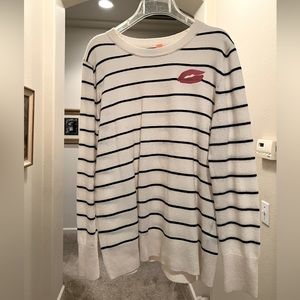 Banana Republic stripe Italian wool sweater with lips. Women’s crew neck M.